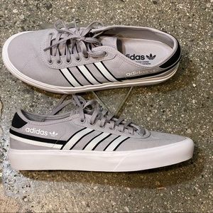 Adidas Delpala grey with white stripes sneakers new in box